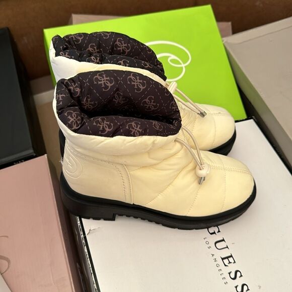 GUESS Leeda Padded Ankle Boot Ivory - Picture 5 of 6